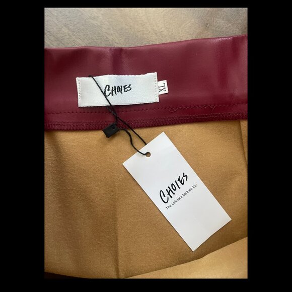 NWT Red Faux Leather Asymmetrical Sexy Mini Skirt - Picture 5 of 7